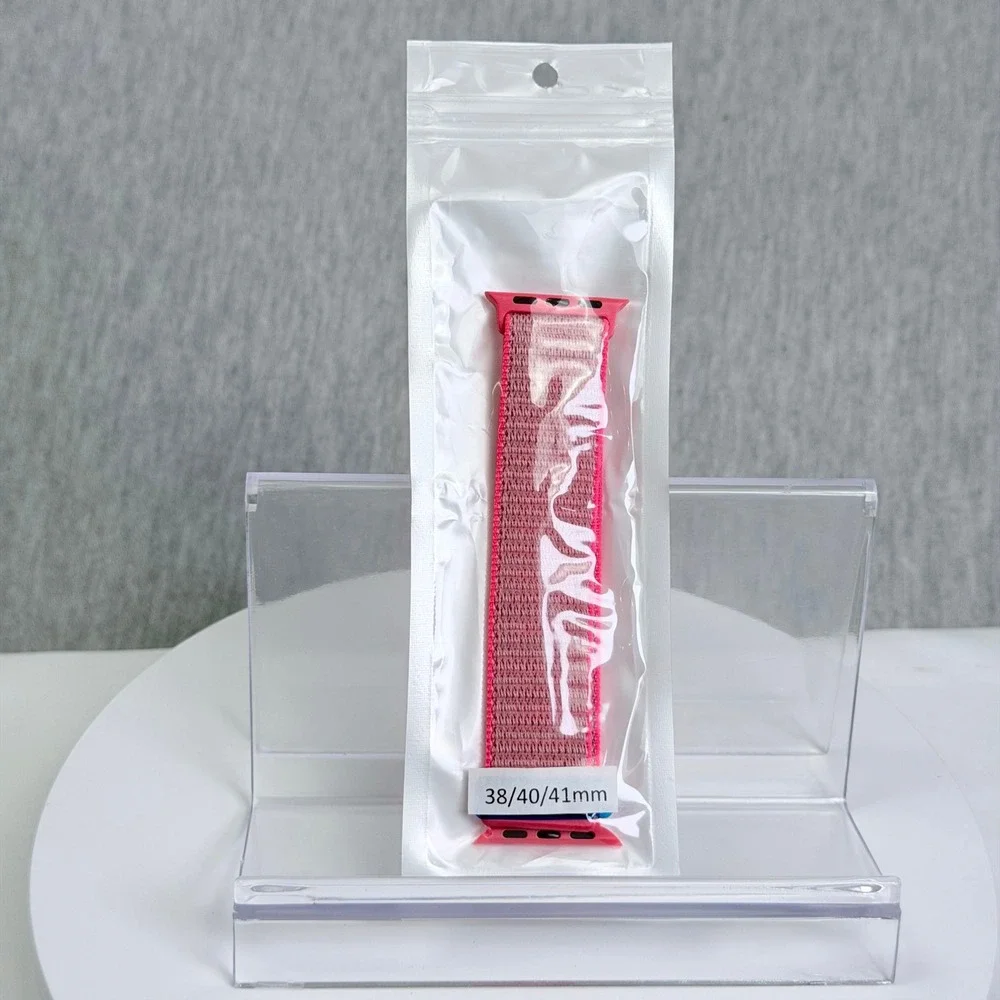 Pink Nylon Sport Loop Watch Band for 38mm 40mm 41mm Smartwatch Strap